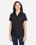 Core 365 CE112W Women's Fusion ChromaSoft Pique Polo - Black - model front