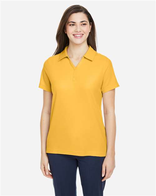 Core 365 CE112W Women's Fusion ChromaSoft Pique Polo - Campus Gold - model front