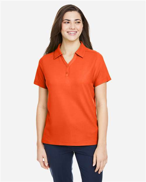 Core 365 CE112W Women's Fusion ChromaSoft Pique Polo - Campus Orange - model front