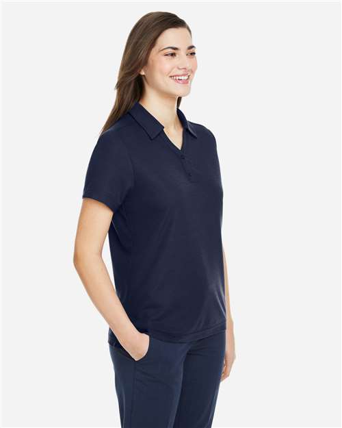 Core 365 CE112W Women's Fusion ChromaSoft Pique Polo - Classic Navy - model side