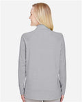 Devon & Jones DG480W Women's CrownLux Performance Clubhouse Micro-Stripe Quarter-Zip Pullover - Black - model back
