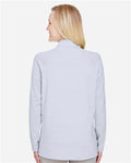 Devon & Jones DG480W Women's CrownLux Performance Clubhouse Micro-Stripe Quarter-Zip Pullover - Navy - model back