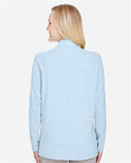 Devon & Jones DG480W Women's CrownLux Performance Clubhouse Micro-Stripe Quarter-Zip Pullover - Ocean Blue - model back