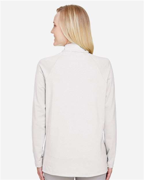 Devon & Jones DG480W Women's CrownLux Performance Clubhouse Micro-Stripe Quarter-Zip Pullover - Silver - model back