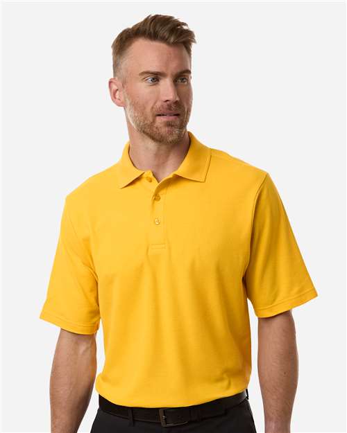 Core 365 CE106 Men's Resolve CVC Performance Pique Polo - Campus Gold - model front