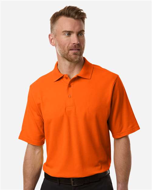 Core 365 CE106 Men's Resolve CVC Performance Pique Polo - Campus Orange - model front