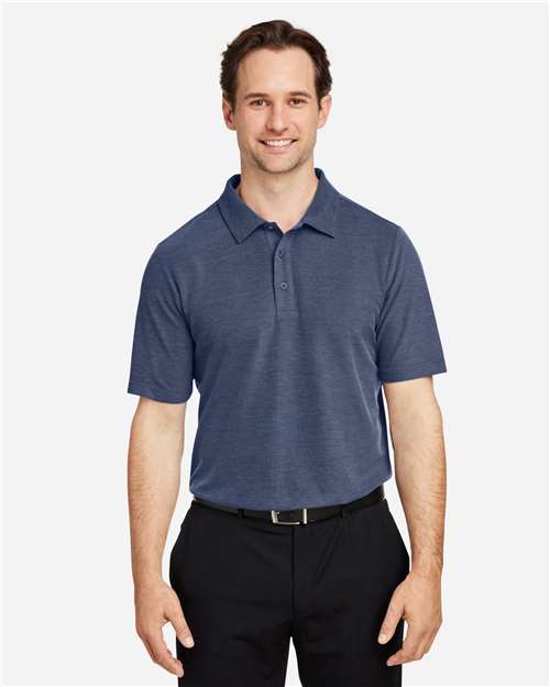 Core 365 CE112 Men's Fusion ChromaSoft Pique Polo - Classic Navy Heather - model front
