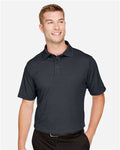 Devon & Jones DG22 Men's CrownLux Performance Address Mélange Polo - Black Melange - model front