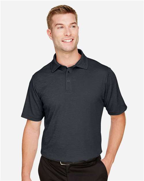 Devon & Jones DG22 Men's CrownLux Performance Address Mélange Polo - Black Melange - model front