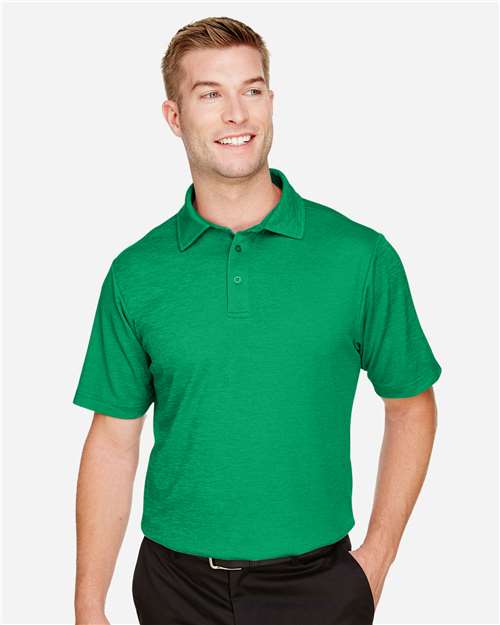 Devon & Jones DG22 Men's CrownLux Performance Address Mélange Polo - Kelly Green Melange - model front