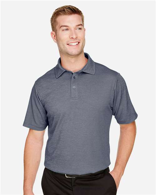 Devon & Jones DG22 Men's CrownLux Performance Address Mélange Polo - Navy Melange - model front