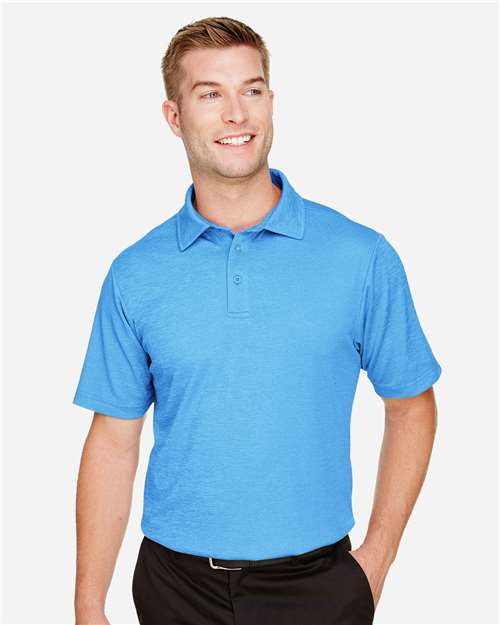 Devon & Jones DG22 Men's CrownLux Performance Address Mélange Polo - Ocean Blue Melange - model front