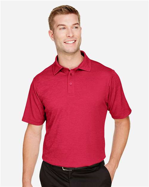 Devon & Jones DG22 Men's CrownLux Performance Address Mélange Polo - Red Melange - model front