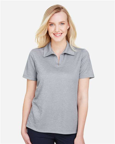 Devon & Jones DG22W Women's CrownLux Performance Address Melange Polo - Grey Melange - model front