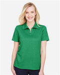 Devon & Jones DG22W Women's CrownLux Performance Address Melange Polo - Kelly Green Melange - model front