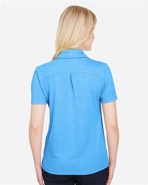 Devon & Jones DG22W Women's CrownLux Performance Address Melange Polo - Ocean Blue Melange - model back