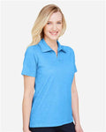 Devon & Jones DG22W Women's CrownLux Performance Address Melange Polo - Ocean Blue Melange - model side