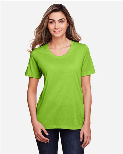 Core 365 CE111W Women's Fusion ChromaSoft Performance T-Shirt - Acid Green - model front