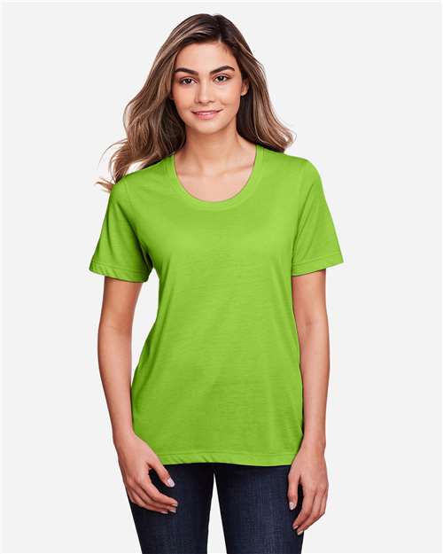 Core 365 CE111W Women's Fusion ChromaSoft Performance T-Shirt - Acid Green - model front