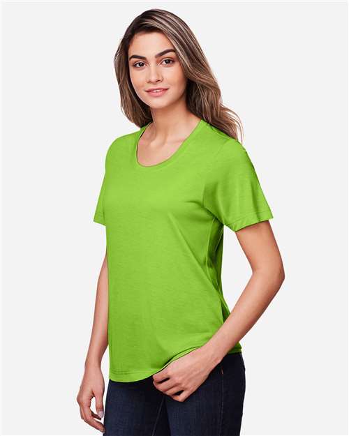 Core 365 CE111W Women's Fusion ChromaSoft Performance T-Shirt - Acid Green - model side
