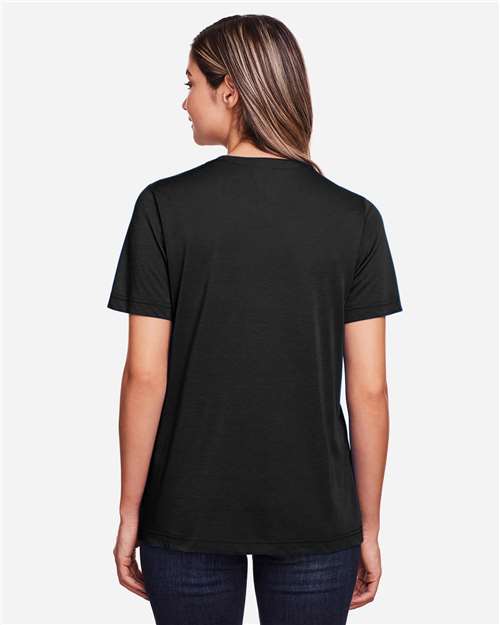 Core 365 CE111W Women's Fusion ChromaSoft Performance T-Shirt - Black - model back