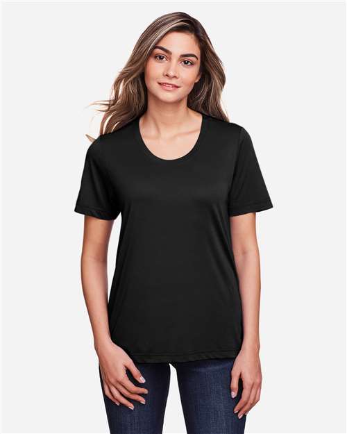Core 365 CE111W Women's Fusion ChromaSoft Performance T-Shirt - Black - model front
