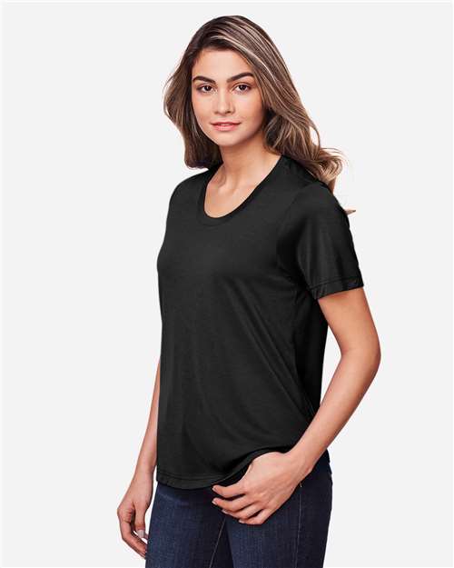 Core 365 CE111W Women's Fusion ChromaSoft Performance T-Shirt - Black - model side
