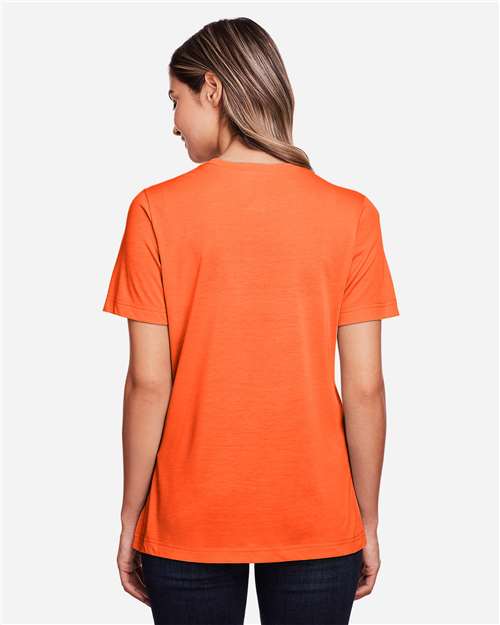 Core 365 CE111W Women's Fusion ChromaSoft Performance T-Shirt - Campus Orange - model back
