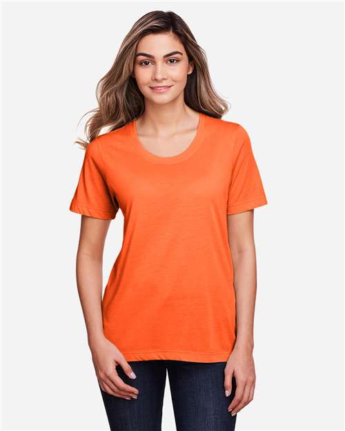 Core 365 CE111W Women's Fusion ChromaSoft Performance T-Shirt - Campus Orange - model front