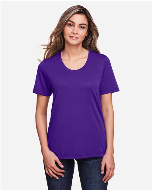 Core 365 CE111W Women's Fusion ChromaSoft Performance T-Shirt - Campus Purple - model front
