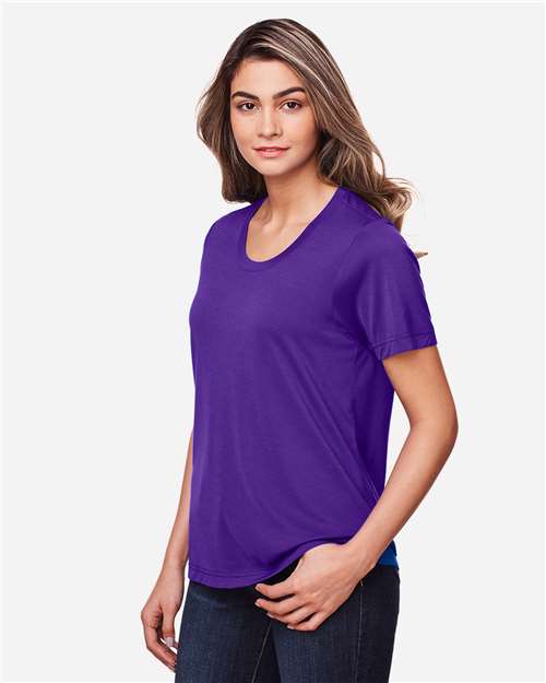 Core 365 CE111W Women's Fusion ChromaSoft Performance T-Shirt - Campus Purple - model side