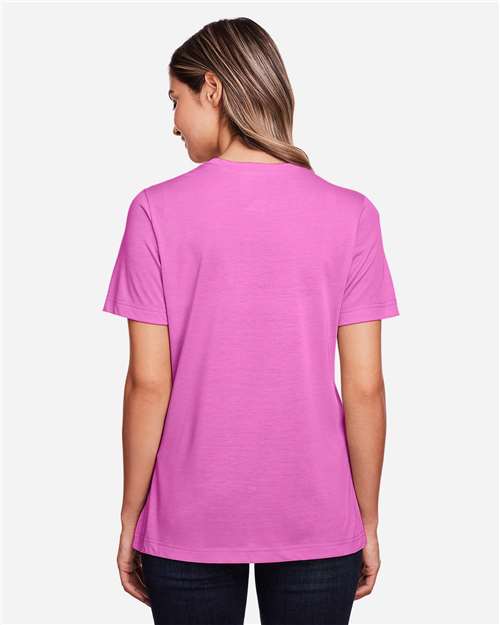 Core 365 CE111W Women's Fusion ChromaSoft Performance T-Shirt - Charity Pink - model back