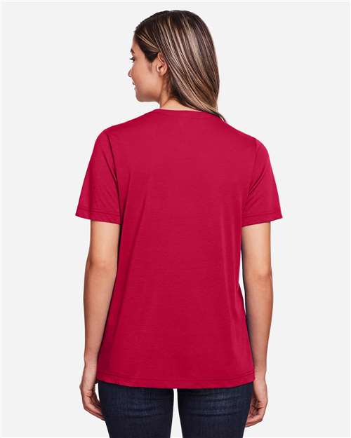 Core 365 CE111W Women's Fusion ChromaSoft Performance T-Shirt - Classic Red - model back