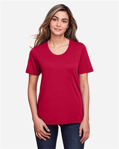 Core 365 CE111W Women's Fusion ChromaSoft Performance T-Shirt - Classic Red - model front