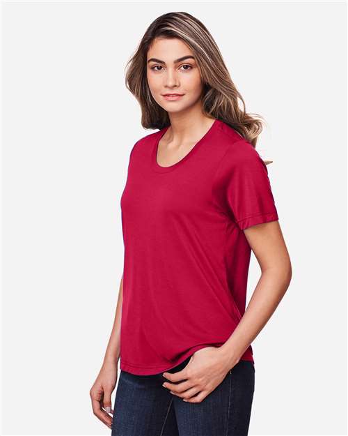Core 365 CE111W Women's Fusion ChromaSoft Performance T-Shirt - Classic Red - model side