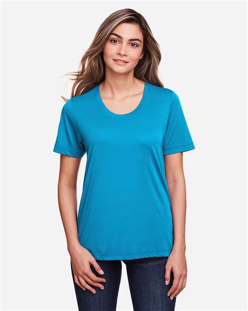 Core 365 CE111W Women's Fusion ChromaSoft Performance T-Shirt - Electric Blue - model front