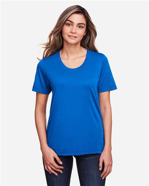 Core 365 CE111W Women's Fusion ChromaSoft Performance T-Shirt - True Royal - model front