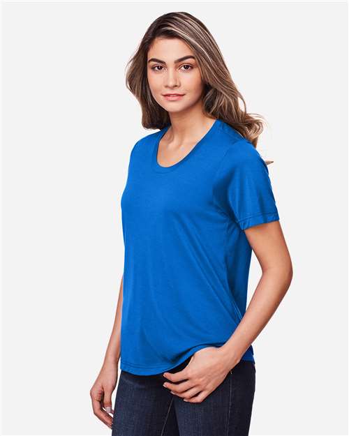 Core 365 CE111W Women's Fusion ChromaSoft Performance T-Shirt - True Royal - model side