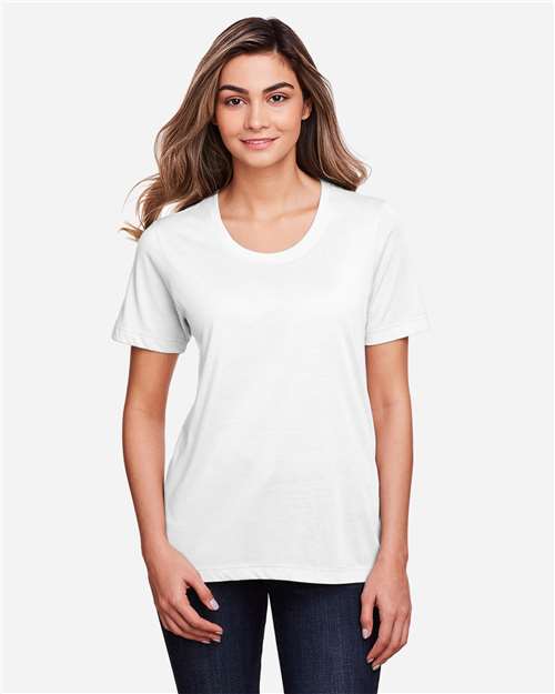 Core 365 CE111W Women's Fusion ChromaSoft Performance T-Shirt - White - model front
