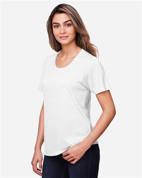 Core 365 CE111W Women's Fusion ChromaSoft Performance T-Shirt - White - model side
