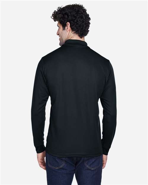 Core 365 88192 Pinnacle Performance Long Sleeve Piqué Polo - Black - model back