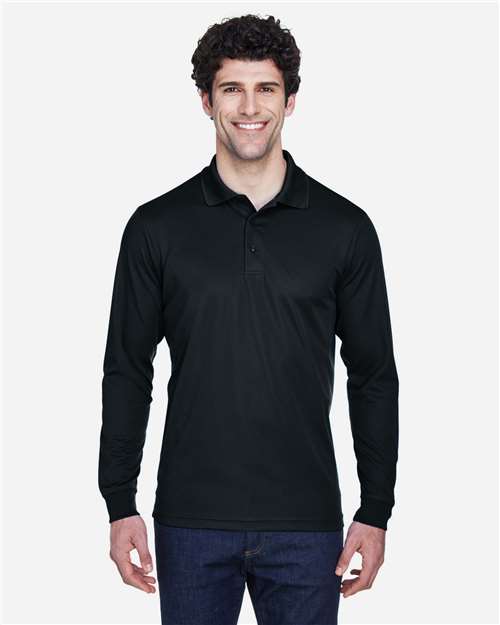 Core 365 88192 Pinnacle Performance Long Sleeve Piqué Polo - Black - model front