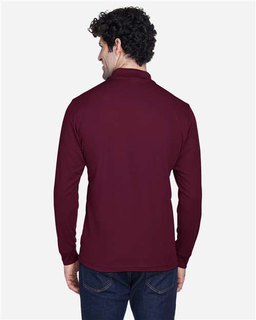 Core 365 88192 Pinnacle Performance Long Sleeve Piqué Polo - Burgundy - model back
