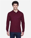 Core 365 88192 Pinnacle Performance Long Sleeve Piqué Polo - Burgundy - model front