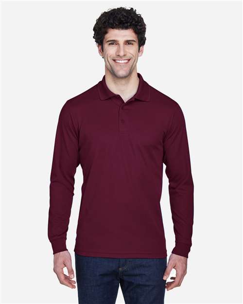 Core 365 88192 Pinnacle Performance Long Sleeve Piqué Polo - Burgundy - model front