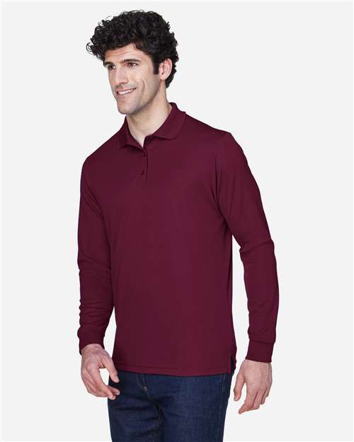 Core 365 88192 Pinnacle Performance Long Sleeve Piqué Polo - Burgundy - model side