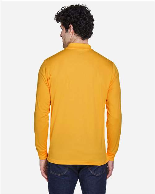 Core 365 88192 Pinnacle Performance Long Sleeve Piqué Polo - Campus Gold - model back