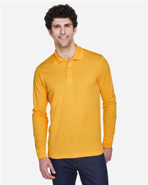 Core 365 88192 Pinnacle Performance Long Sleeve Piqué Polo - Campus Gold - model front