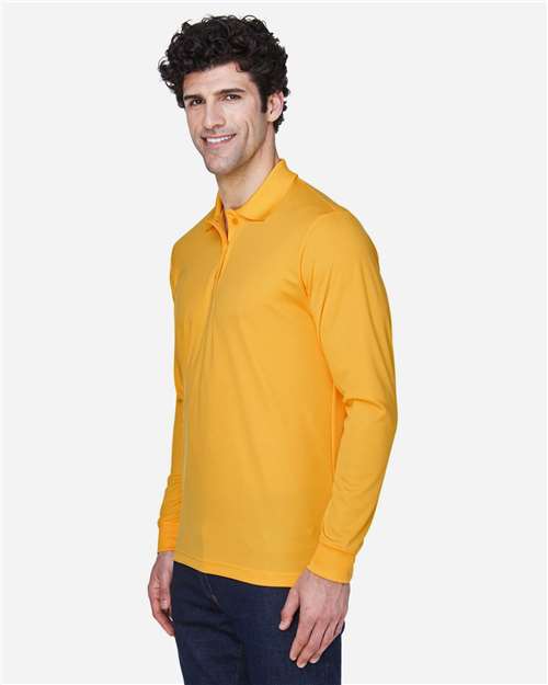 Core 365 88192 Pinnacle Performance Long Sleeve Piqué Polo - Campus Gold - model side