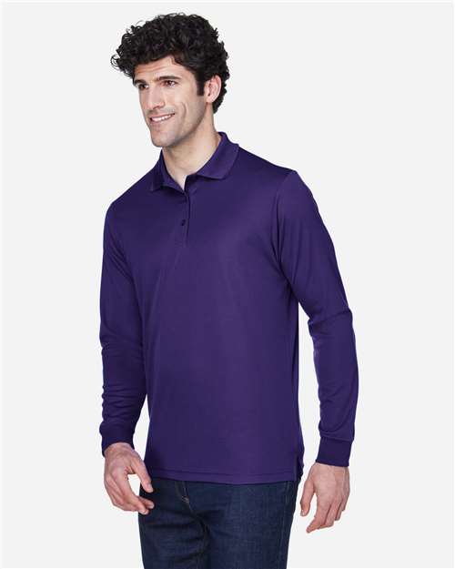 Core 365 88192 Pinnacle Performance Long Sleeve Piqué Polo - Campus Purple - model side